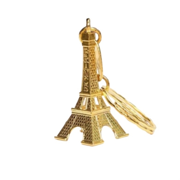The Eiffel Tower Gold Keychain Iron Lady la Tour Eiffel Paris France Key Ring - Picture 1 of 16